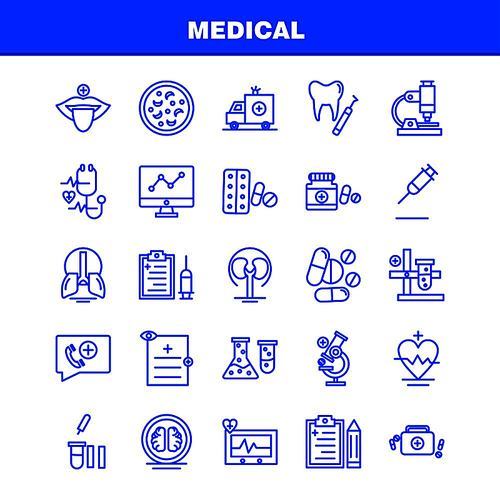 Medical  Line Icons Set For Infographics, Mobile UX/UI Kit And Print Design. Include: File, Document, Letter, Health, Test Tube, Medical, Science, Collection Modern Infographic Logo and Pictogram. - Vector