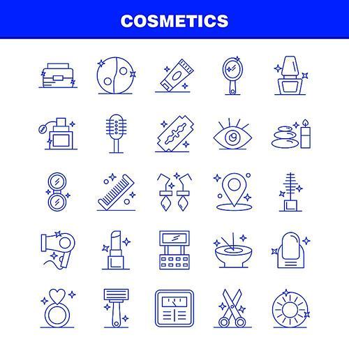 Cosmetics Line Icons Set For Infographics, Mobile UX/UI Kit And Print Design. Include: Location, Map, Pin, Cosmetic, Cosmetic, Bowl, Eat, Cosmetic, Icon Set - Vector