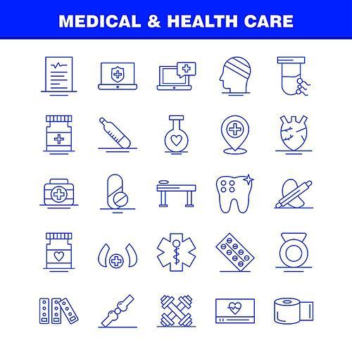 Medical And Health Care Line Icon for Web, Print and Mobile UX/UI Kit. Such as: Medical, Medicine, Tablet, Hospital, Measure, Medical, Medical Devices, Pictogram Pack. - Vector
