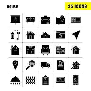House Solid Glyph Icon for Web, Print and Mobile UX/UI Kit. Such as: Paper, Plane Paper, Plane, Startup, House, Magnifying, Glass, Pictogram Pack. - Vector