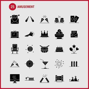 Amusement Solid Glyph Icon for Web, Print and Mobile UX/UI Kit. Such as: Monitor, Screen, Play, Media, Amusement Park, Confetti, Confetti Pictogram Pack. - Vector