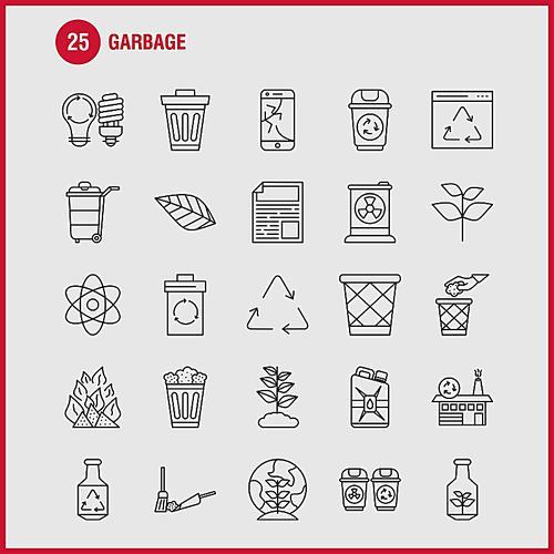 Garbage Line Icon for Web, Print and Mobile UX/UI Kit. Such as: Atom, Energy, Power, Green, Bottle, Arrow, Energy, Recycle, Pictogram Pack. - Vector