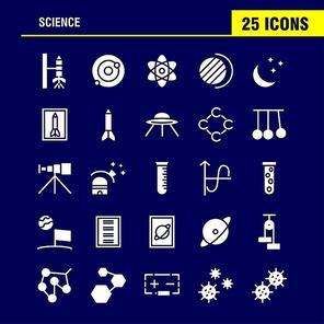 Science Solid Glyph Icon Pack For Designers And Developers. Icons Of Launch, Rocket, Space, Startup, Astronomy, Solar, System, Science, Vector