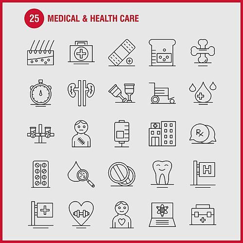medical and health care line icon for web, print and mobile ux/ui kit. such as: medical, chat, mail, hospital, ., medical, hospital, patient, pictogram pack. - vector