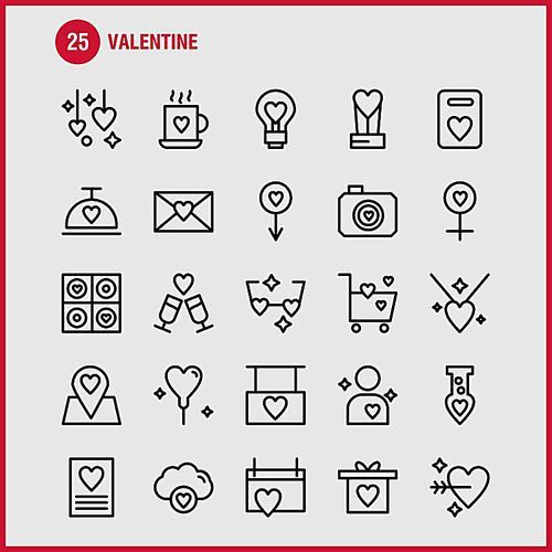 Valentine Line Icon Pack For Designers And Developers. Icons Of Calendar, Love, Romantic, Valentine, Tea, Cup, Romantic, Valentine, Vector