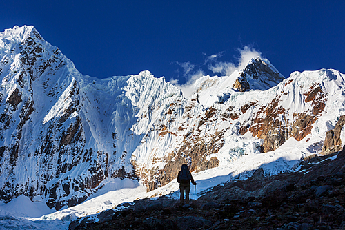 Hiking scene in Cordillera mountains, Peru