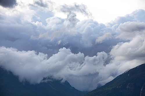 Fog in the high mountains. Beautiful natural landscapes.