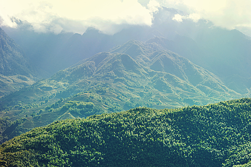 Green steep mountains in Vietnam