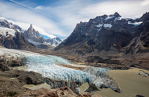 Famous beautiful peak Cerro Torre in Patagonia mountains, Argentina. Beautiful mountains landscapes in South America.