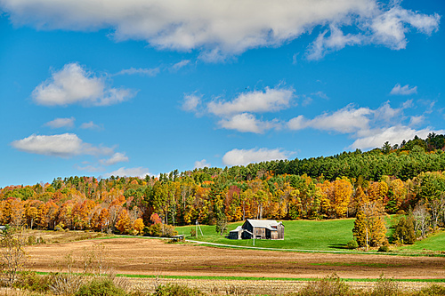 Autumn landscape with old house in Vermont, USA.