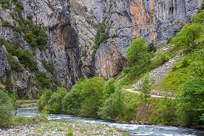 The Cares River ai Cain located in the Picos de Europa National Park, Spain.