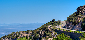 A winding road along Mt Lemmon Scenic byway near Tucson, Arizona