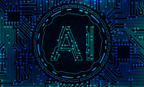 AI (Artificial Intelligence), Circuit Background, Nanotechnologies, Global Network Technology - Illustration Vector