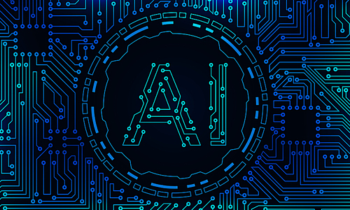 AI (Artificial Intelligence), Circuit Background, Nanotechnologies, Global Network Technology - Illustration Vector