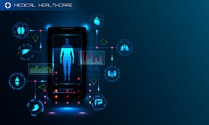 HUD UI for Medical App. Medicine Research, Futuristic Technology - Illustration Vector