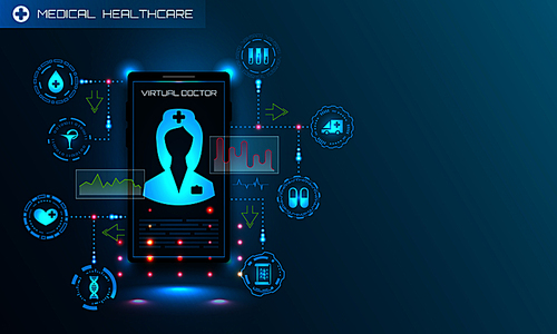 Medical App. Diagnostic and Consulting Application on Smartphone. Care Assistant, Telemedicine - Illustration Vector