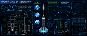 Space Launch Interface Rockets, Sky-fi HUD. Head Up Display - Illustration Vector