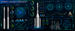 Space Launch Interface Rockets, Sky-fi HUD. Head Up Display - Illustration Vector