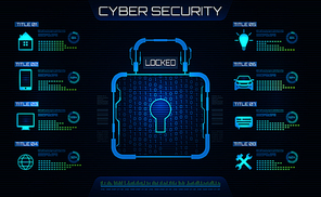 Cyber Security Concept. Lock Symbol, Privacy Information - Illustration Vector