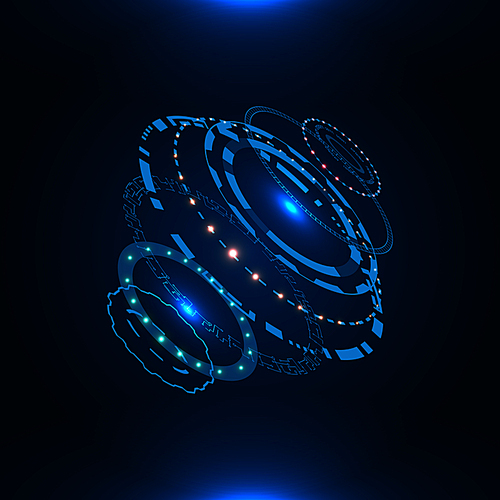 Futuristic HUD Circular Element. object. Glowing Circles . Science and Technology - Illustration Vector
