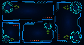 Set Futuristic Empty Frames with HUD Elements, Technology Displays - Illustration Vector
