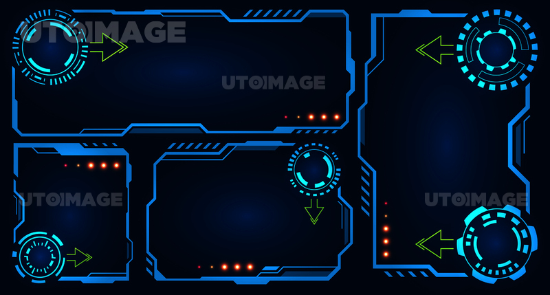 Set Futuristic Empty Frames with HUD Elements, Technology Displays ...