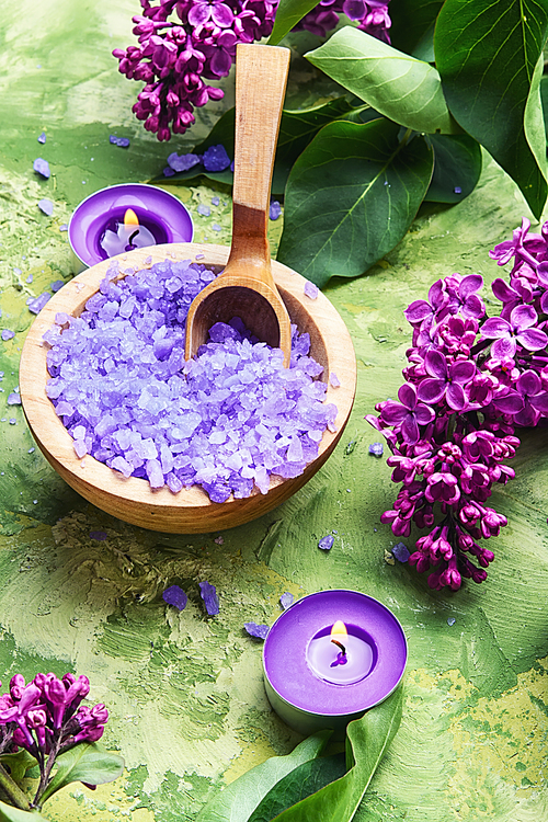 marine bath salt with the aroma of fresh blooming lilacs