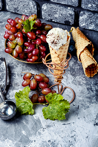 Ice cream cone vanilla and grape flavor