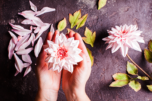 Handmade DIY making realistic flowers from foam