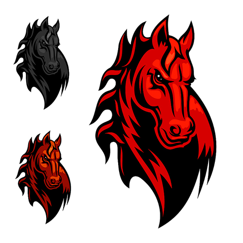 wild cartoon mustang or stallion for mascot or  design. horse head for equestrian sport theme