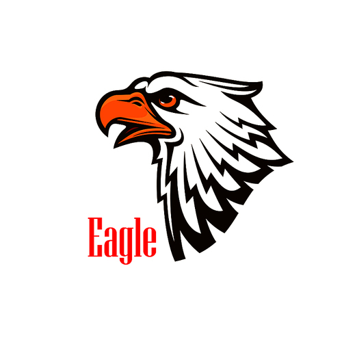eagle head vector emblem. hawk sketch cartoon outline. falcon silhouette sign for team mascot shield, icon, badge, label and . scout, patriotic and guard concept symbol