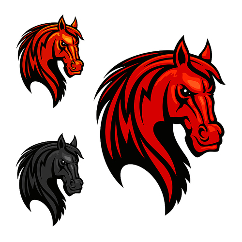horse stallion head icons. powerful mustang vectro heraldic emblem for sport club emblem, team shield, badge, label,