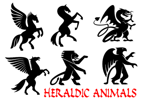 Heraldic mythical animals icons