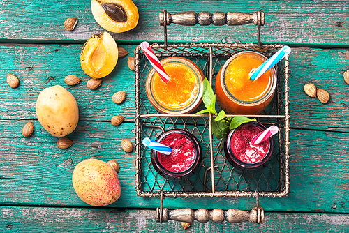 detox smoothies with ripe apricot and currant berries