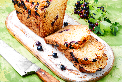 Ireland soda bread with black currant berries.Food concept