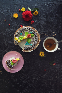 cakes composition on concrete background