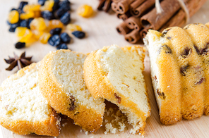 Sweet bread with raisins baked for christmas