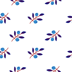 Cute floral seamless pattern with branches and berries. On white background. For printing on paper, textiles. Vector illustration.