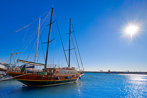 Cambrils port sailboat in Tarragona of Catalonia in Spain