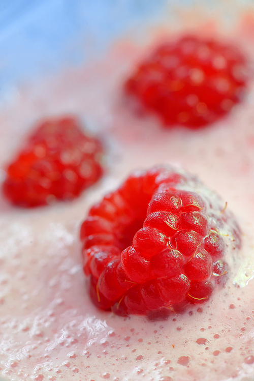 Healthy raspberry smoothie with yogurt