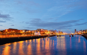 Samuel Beckett Bridge and the river Liffey in Dublin City