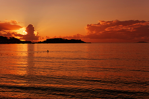 sunset from the beach of Baiona, Galicia, Spain