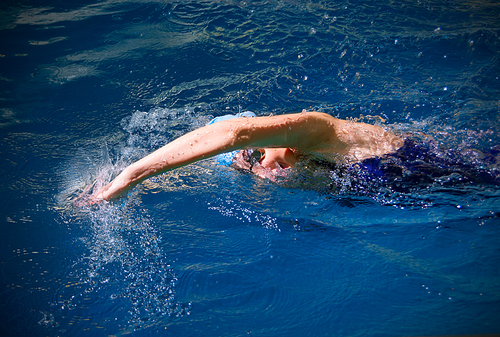 Young woman swimmer in pool