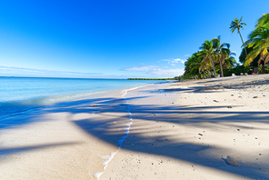 Small island off the coast of Fiji with a white sand beach