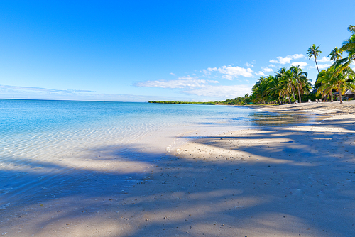 Small island off the coast of Fiji with a white sand beach