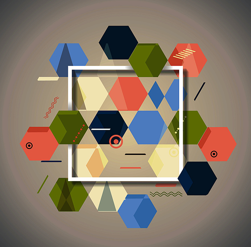 Vector background with abstract vintage polygonal hexagon geometric pattern.