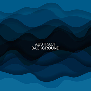 Abstract vector background from blue transparent waves.