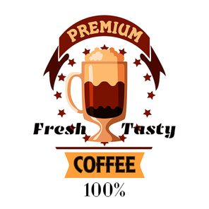 Coffee Cup. Fresh tasty cappuccino and latte icon for cafe label, cafeteria signboard, fast food menu, coffee shop emblem