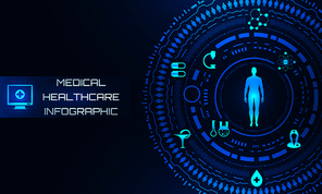 HUD Interface Virtual Future System Health Care. Science Background - Illustration Vector