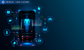 HUD UI for Medical App. Medicine Research, Futuristic Technology - Illustration Vector